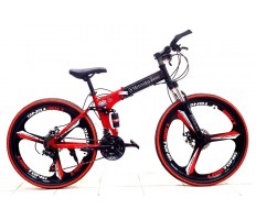 Bicycle Mercedes Benz Black Red on alloy wheels with 3 spoke wheels